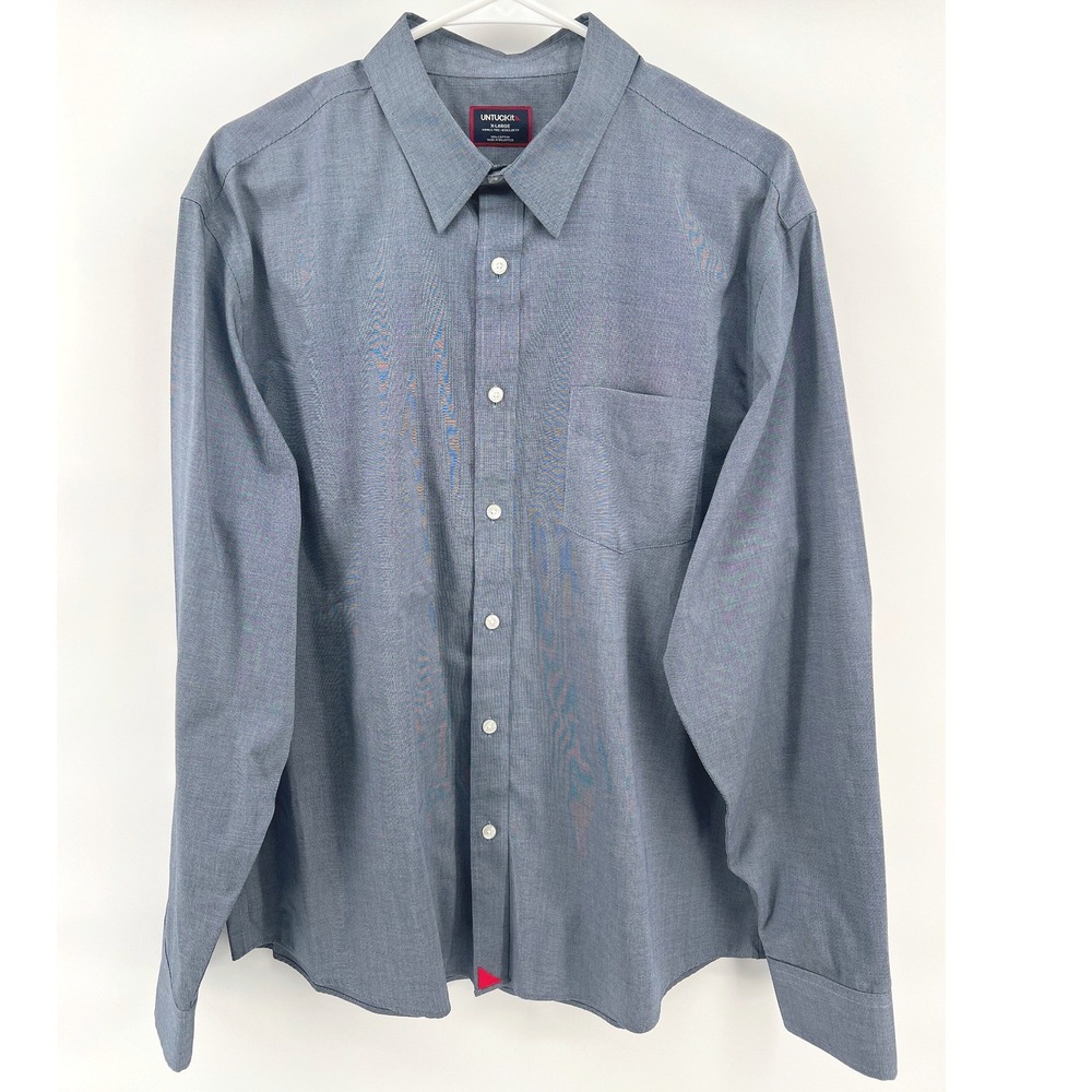 UNTUCKit Men's XL Wrinkle Free Button Down Shirt Blue Pio Cesare 35451
